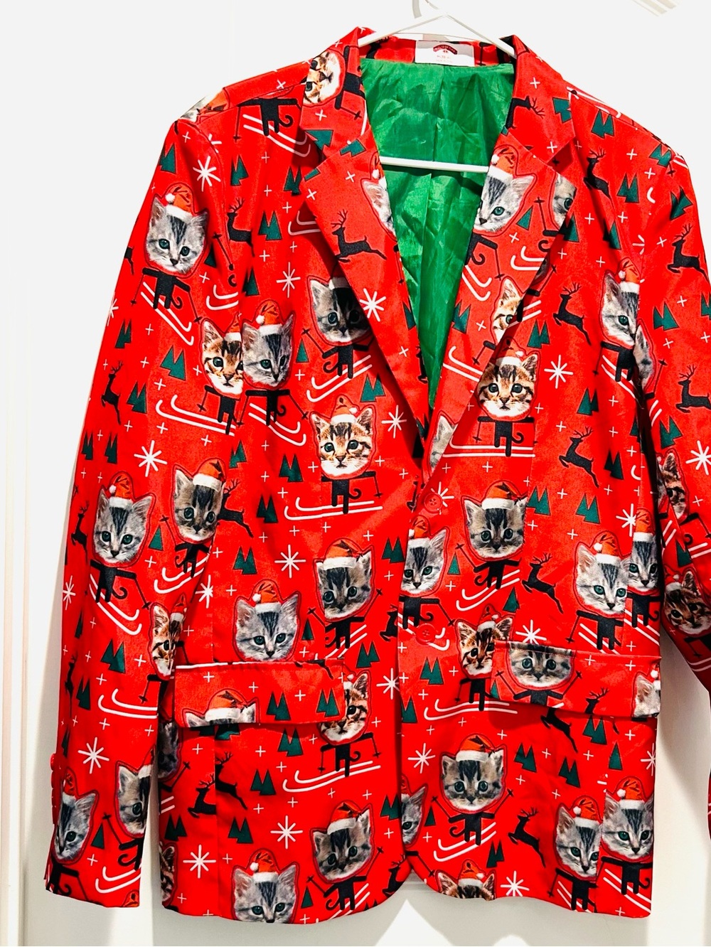 Alpine Cats Ugly Christmas Blazer Jacket Sz M kittens kitty feline holiday Xmas